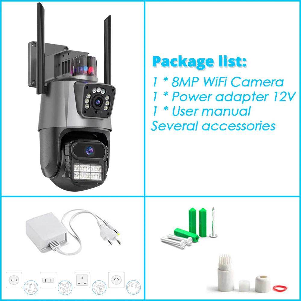 Outdoor PTZ Camera 16MP 4-Lens 8X Zoom, AI Track - P12 Hub Europe