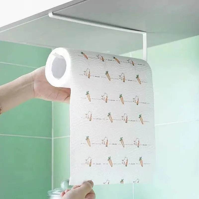 Paper Roll Holder Towel Rack Cling Film Storage Rack Bathroom No Punching Storage Rack Hanging Shelf Kitchen Tissue Accessories - P12 Hub Europe