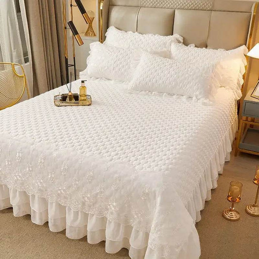 Quilted Thicken White Bed Sheet Summer Bedspread Couple 2 People Bed Linens Luxury Double Bed Bedding King Size 180x240cm - P12 Hub Europe