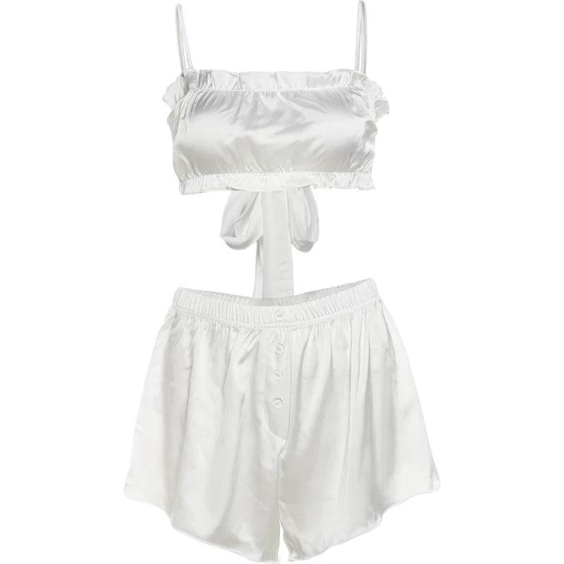 Silky Elegant Ruffle Shorts Set - P12 Hub Europe