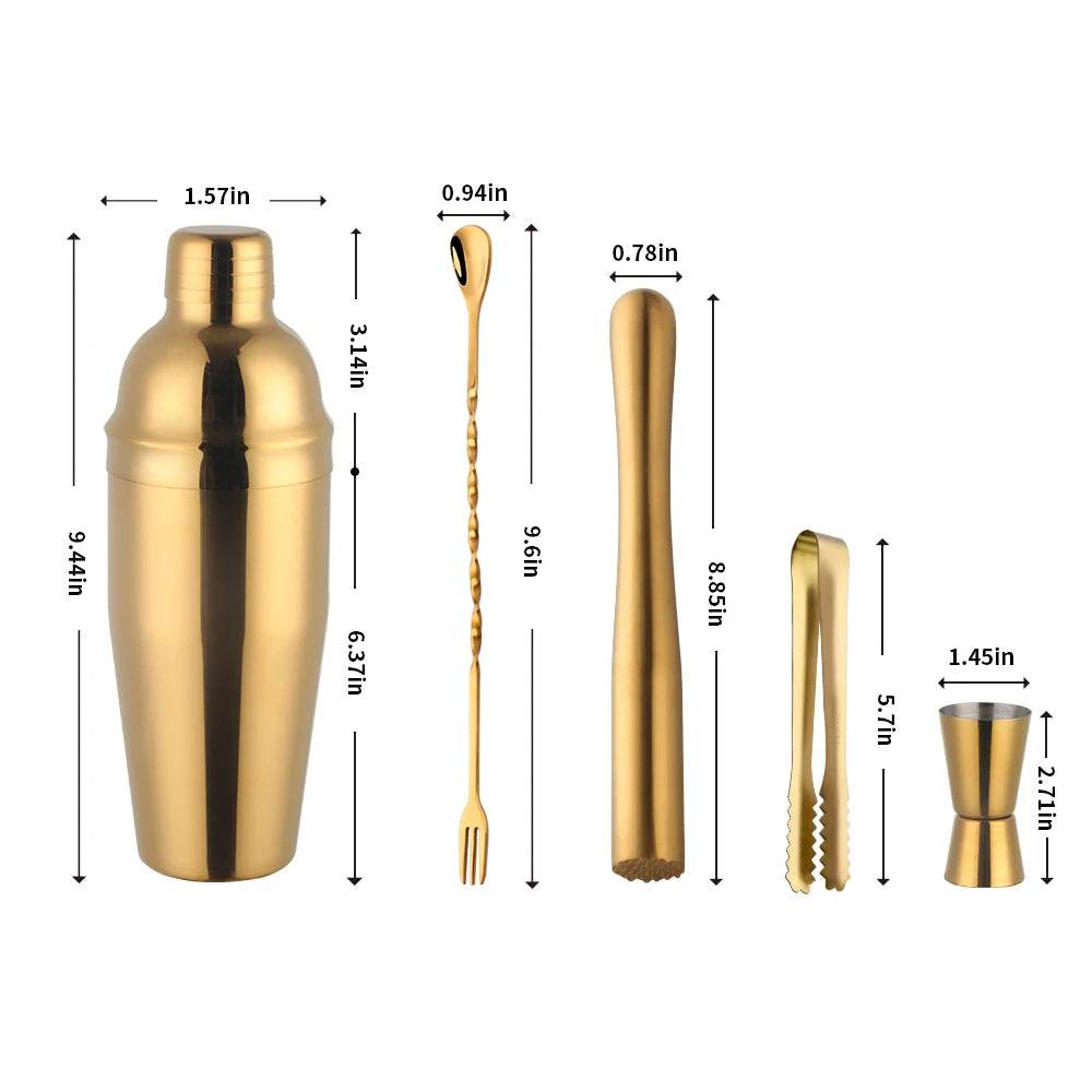 1-8PCS 750Ml Stainless Steel Bar Cocktail Shaker Set Bartender Tools Moijto Muddler Wine Bottle Stopper Cocktail Boston Barware - P12 Hub Europe