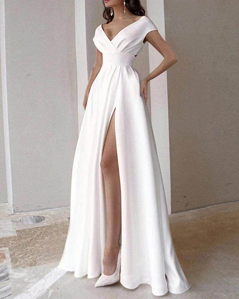 High Slit Solid Color Maxi Long Dress - P12 Hub Europe
