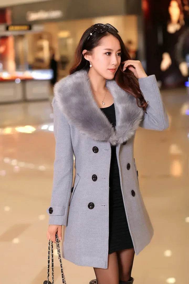 Warm Korean Fur Collar Coat - P12 Hub Europe