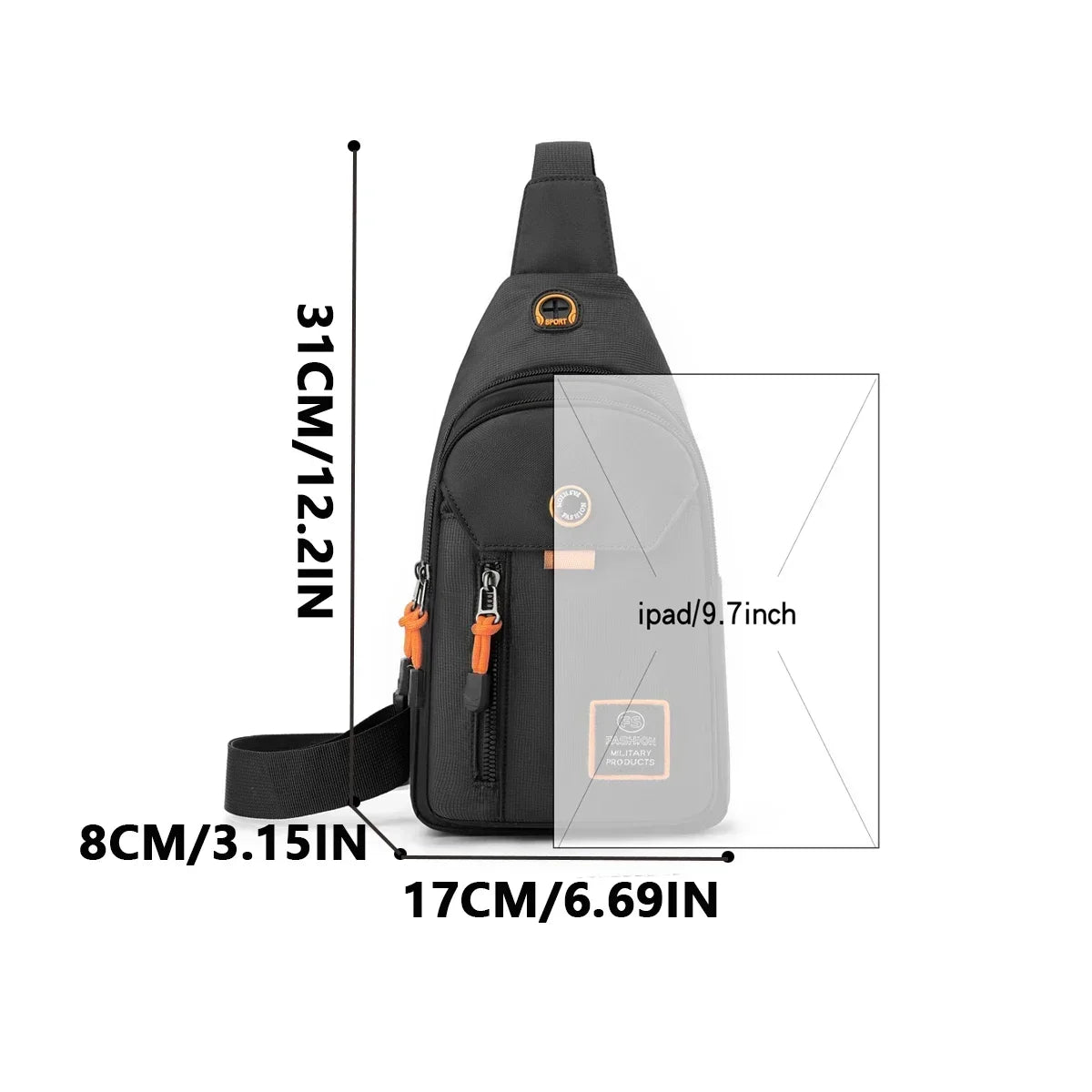 Mens Adventure Sling Backpack - Spacious Rugged for Outdoor Sports Hiking and Travel - Versatile Chest Bag with Multiple Pockets