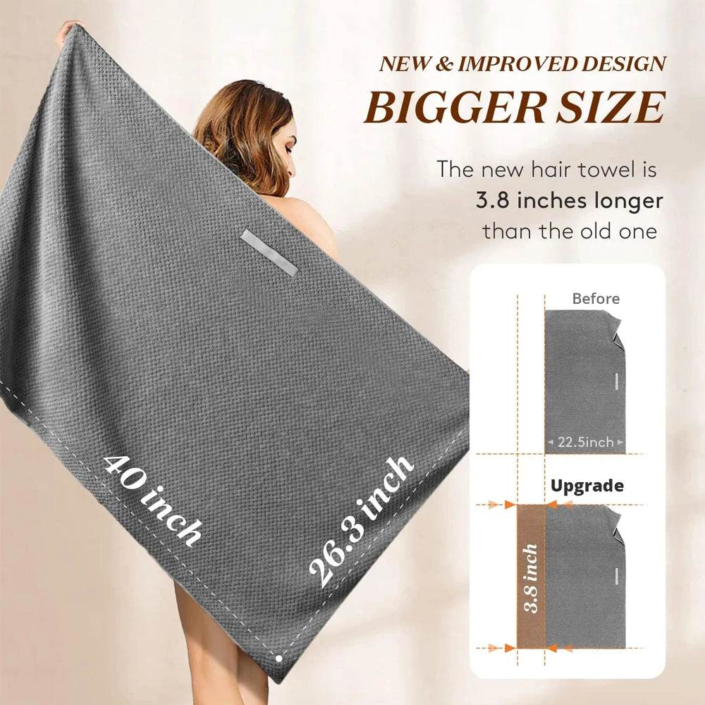 Microfiber Hair Towel Extra Large Wrap Quick Dry Hair Towel Wrap With Elastic Band , Ultra Absorbent Soft Hair Towel Wrap Turban - P12 Hub Europe