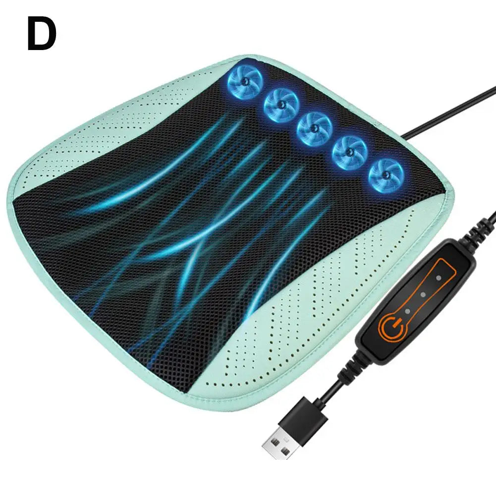 Universal Car Seat Summer Cool Air Seat Cushion With USB Fan Fast Blowing Ventilation Seat Cooling Refrigerated Car Seat