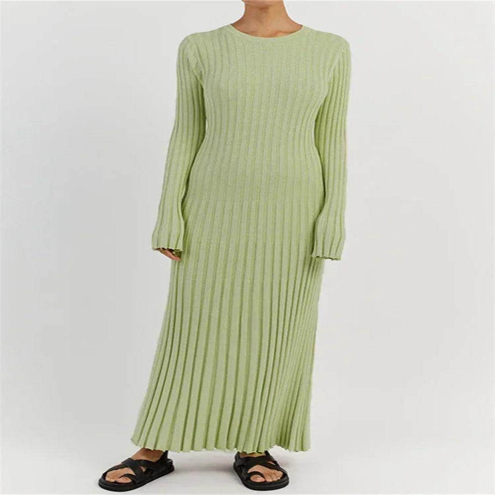 Knit Lace-Up Maxi Dress Autumn High Waist - P12 Hub Europe