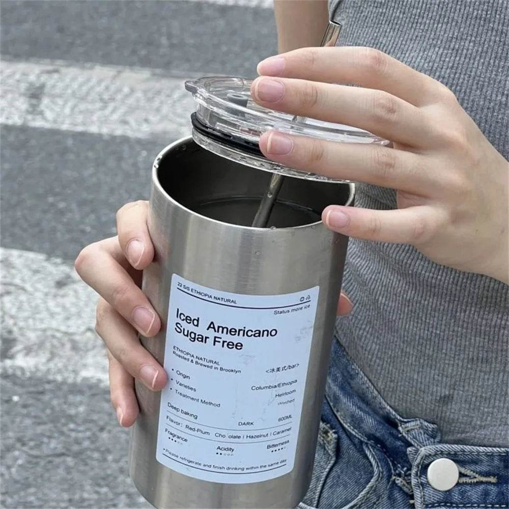 600ml Stainless Steel Thermos with Straw - P12 Hub Europe