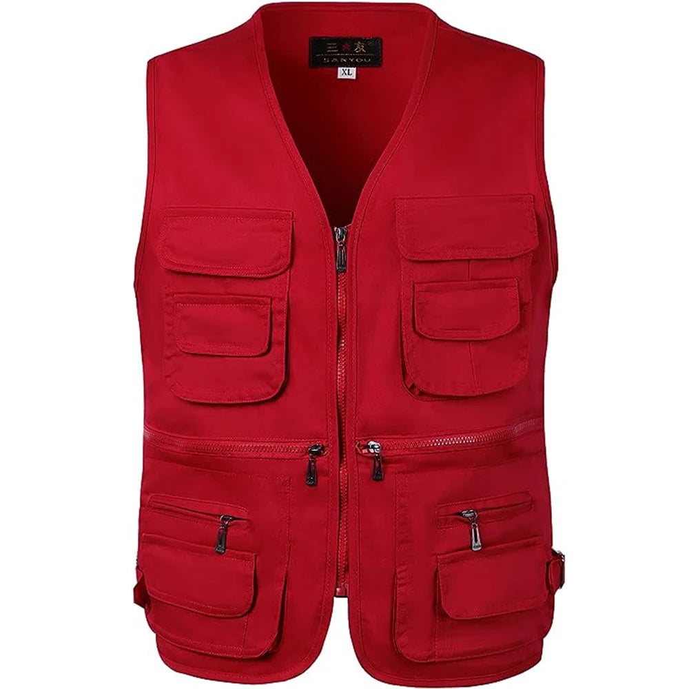 Summer Men Tactical Hiking Fishing Vest Multi-pocket Photographer Waistcoat Outdoor Leisure Male Thin Cargo Jacket Vests S-6XL