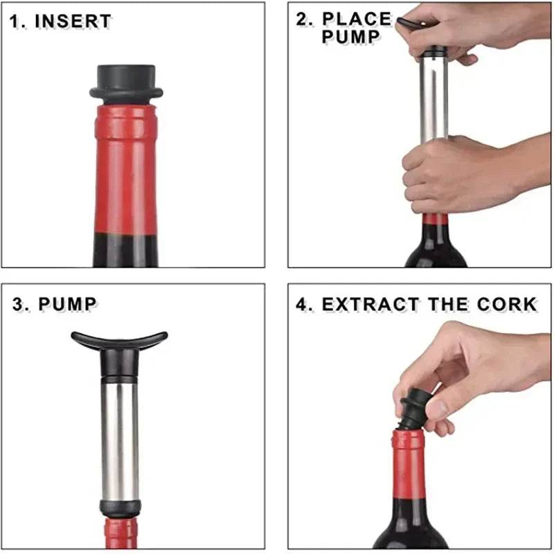 Bar Household Stainless Steel Red Wine Stopper Vacuum Pump Red Wine Vacuum Pump Champagne Stopper - P12 Hub Europe