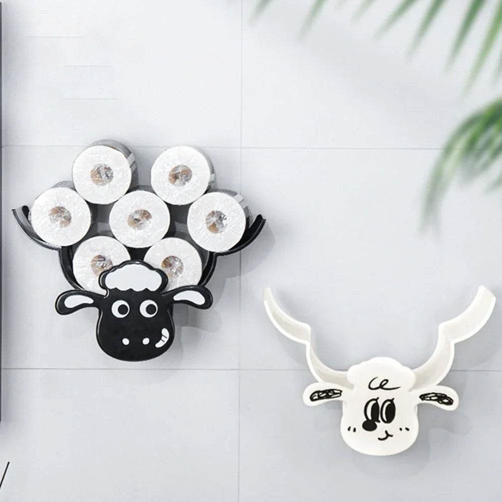 Wall Mounted Paper Storage & Organizer Sheep 7 Rolls Toilet Paper Stand Bathroom Decor Tissue Shelf Bathroom Decorative Hardware - P12 Hub Europe