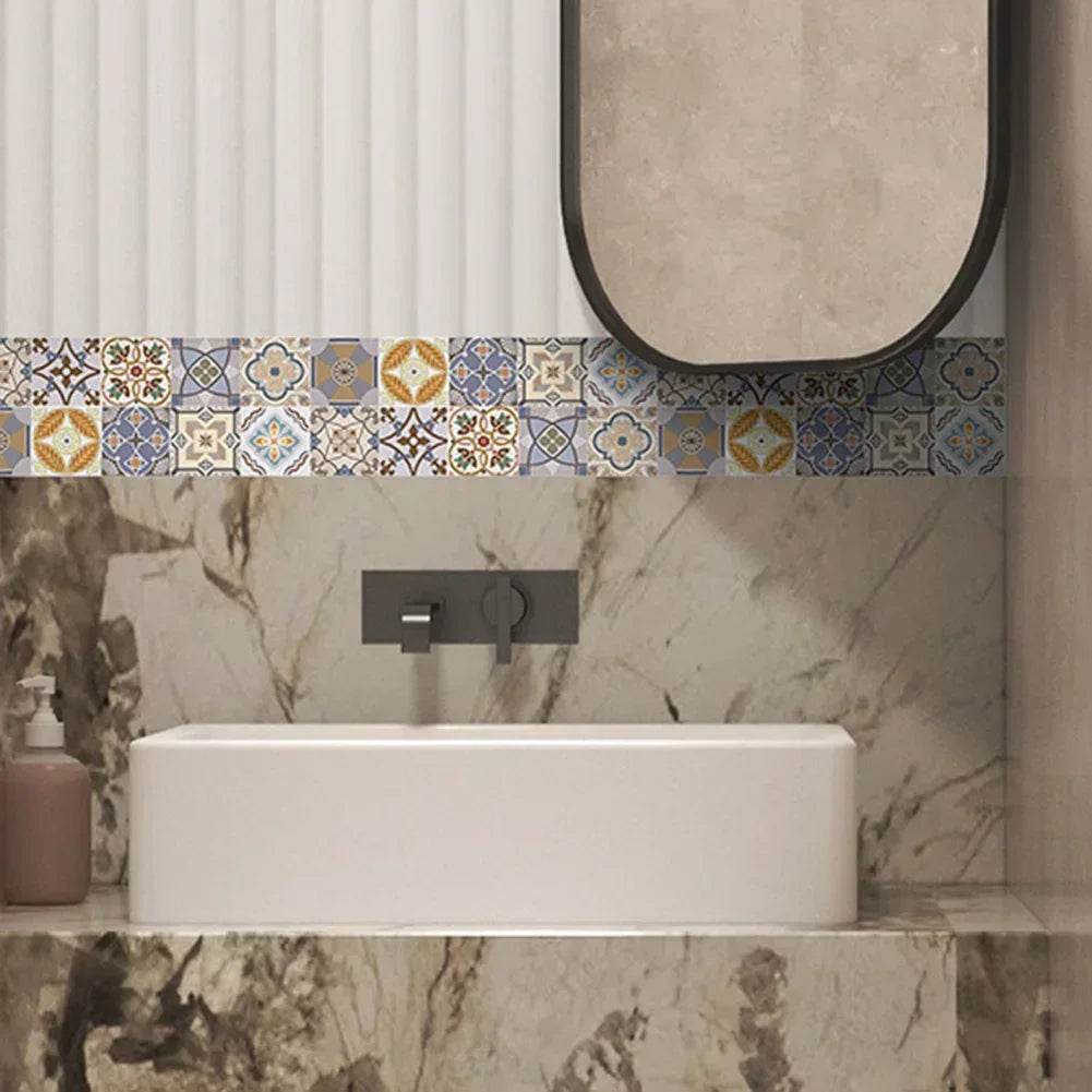 Bathroom- Waist Line Wall Stickers Waterproof- Peel & Stick Art Mural Backsplash Home Decor For Transforming Indoor Design - P12 Hub Europe