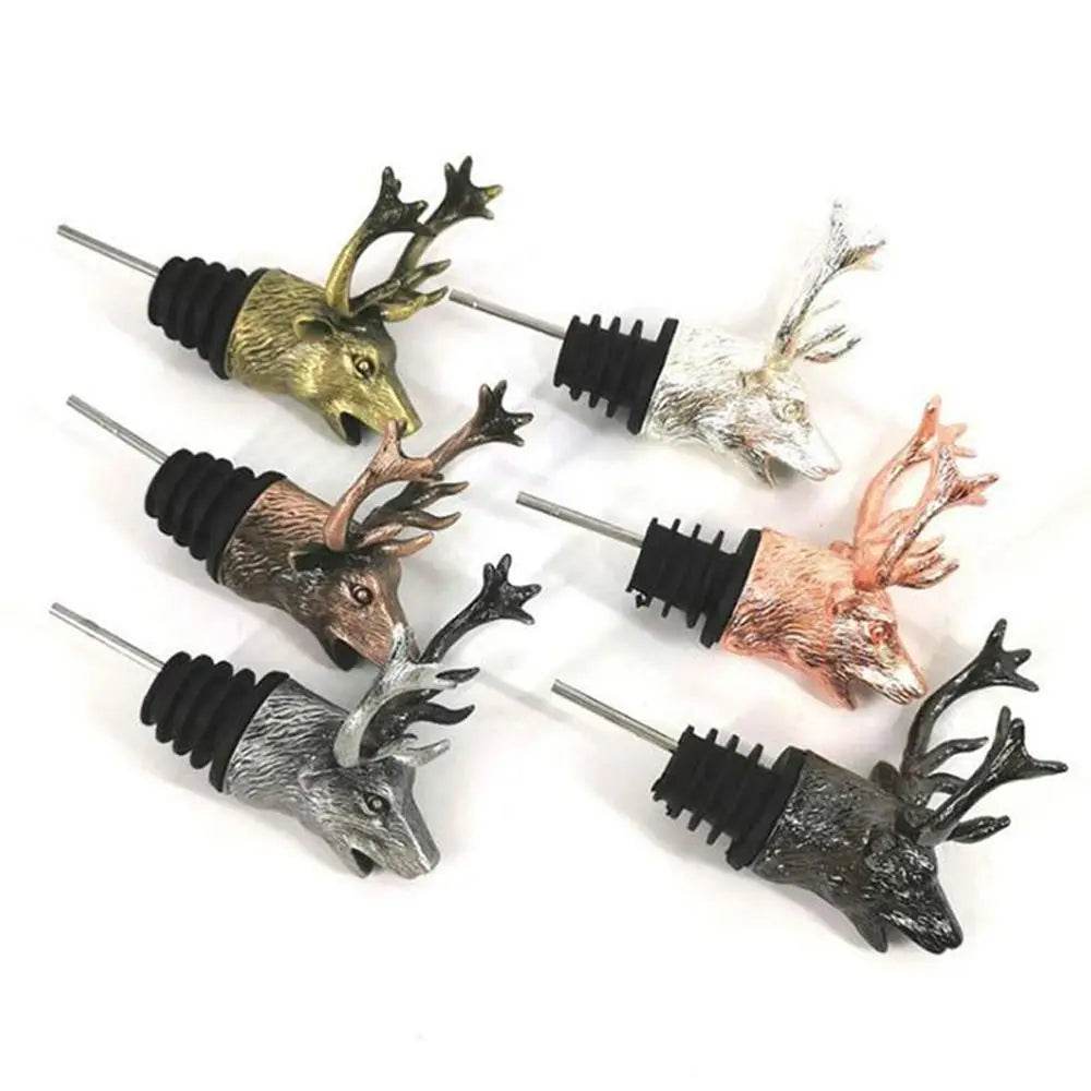 Deer Head Wine Pourer Bottle Stoppers Zinc Alloy Bar Tools Wedding Party Drinks Wine Aerators Kitchen Tool Accessories - P12 Hub Europe