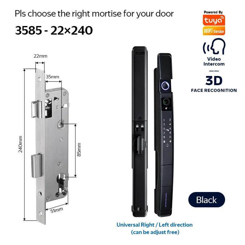 3D Face Lock | Tuya WiFi, Video, IP66, Fingerprint, Sliding Door - P12 Hub Europe