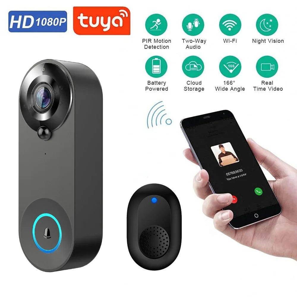 Doorbell 1080P WiFi | PIR Motion, 2-Way Audio, Night Vision - P12 Hub Europe