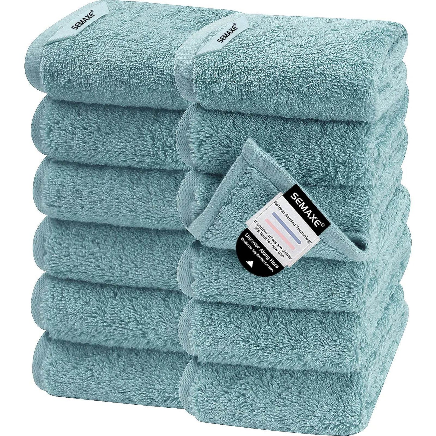 SEMAXE 12 Pcs Bulk Washcloths 100% Catton [550GSM] Solid Towels for Home/Spa- Fast Absorbing Face/Hand Towels with Hanging Loop - P12 Hub Europe