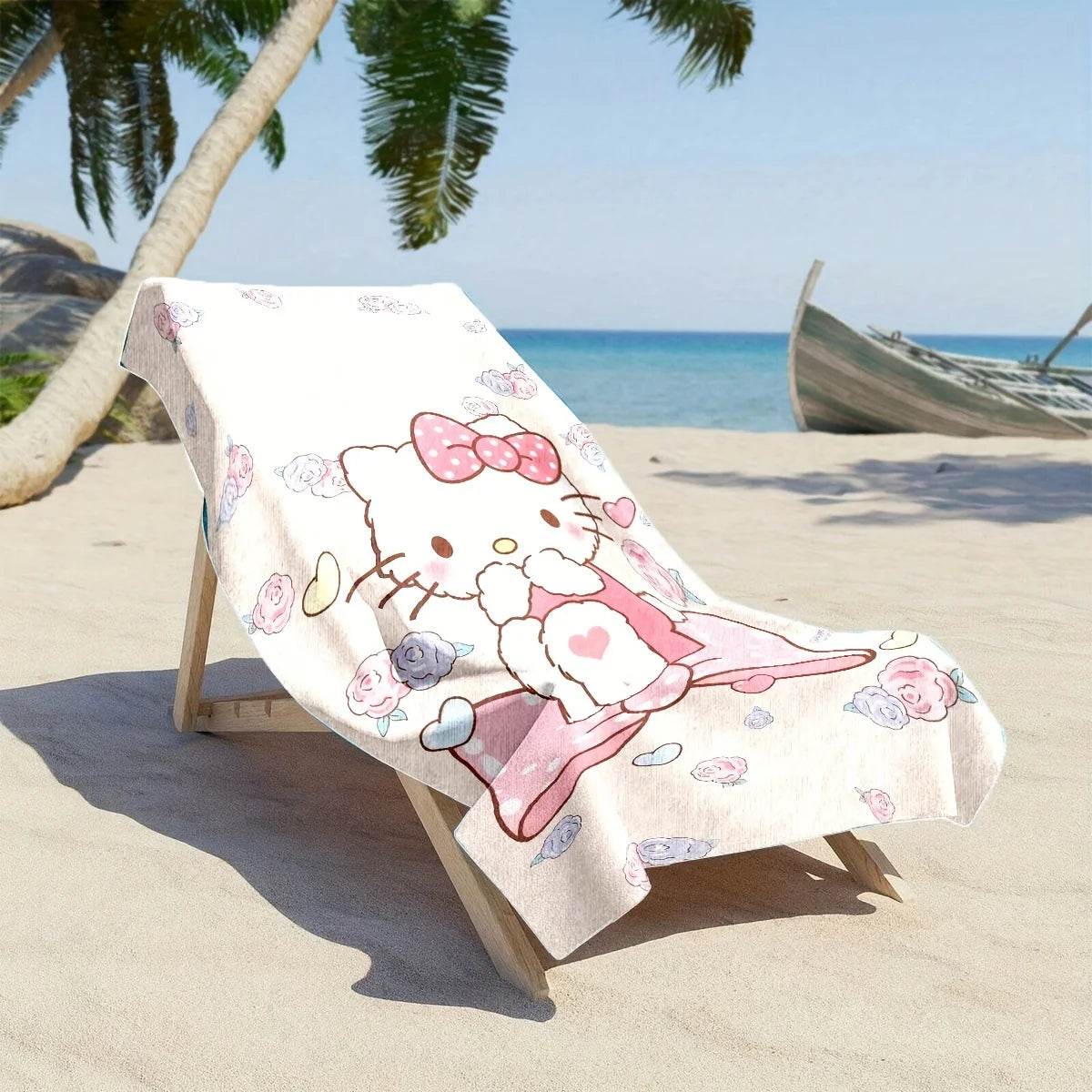 Hello Kitty Leopard Print Personalized Beach TowelMicrofiber terry bath towels for yoga, travel, swimming, fitness and camping - P12 Hub Europe