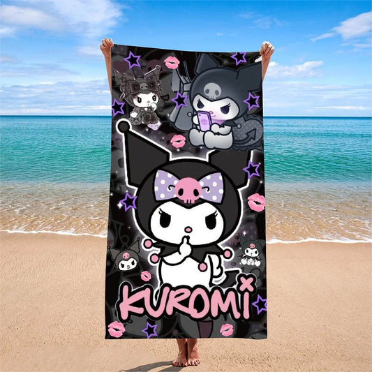 Kuromi fashion beach towelMicrofiber terry bath towels for yoga, travel, swimming, fitness and camping - P12 Hub Europe