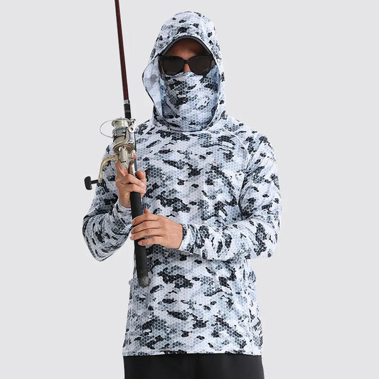 Outdoor Fishing Sunscreen Clothes Ice Feel Hooded Sunscreen Clothes UV Resistant Quick Drying Loose Coat Fishing Clothes