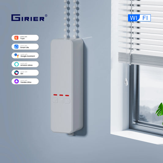 GIRIER Smart Curtain Motor WiFi Motorized Roller Shade Motor for Blinds Works with Alexa Google Home Assistant Supports Tuya APP