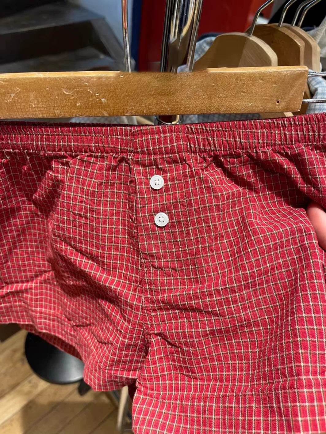 Red Plaid Puff Sleeve Shorts - P12 Hub Europe