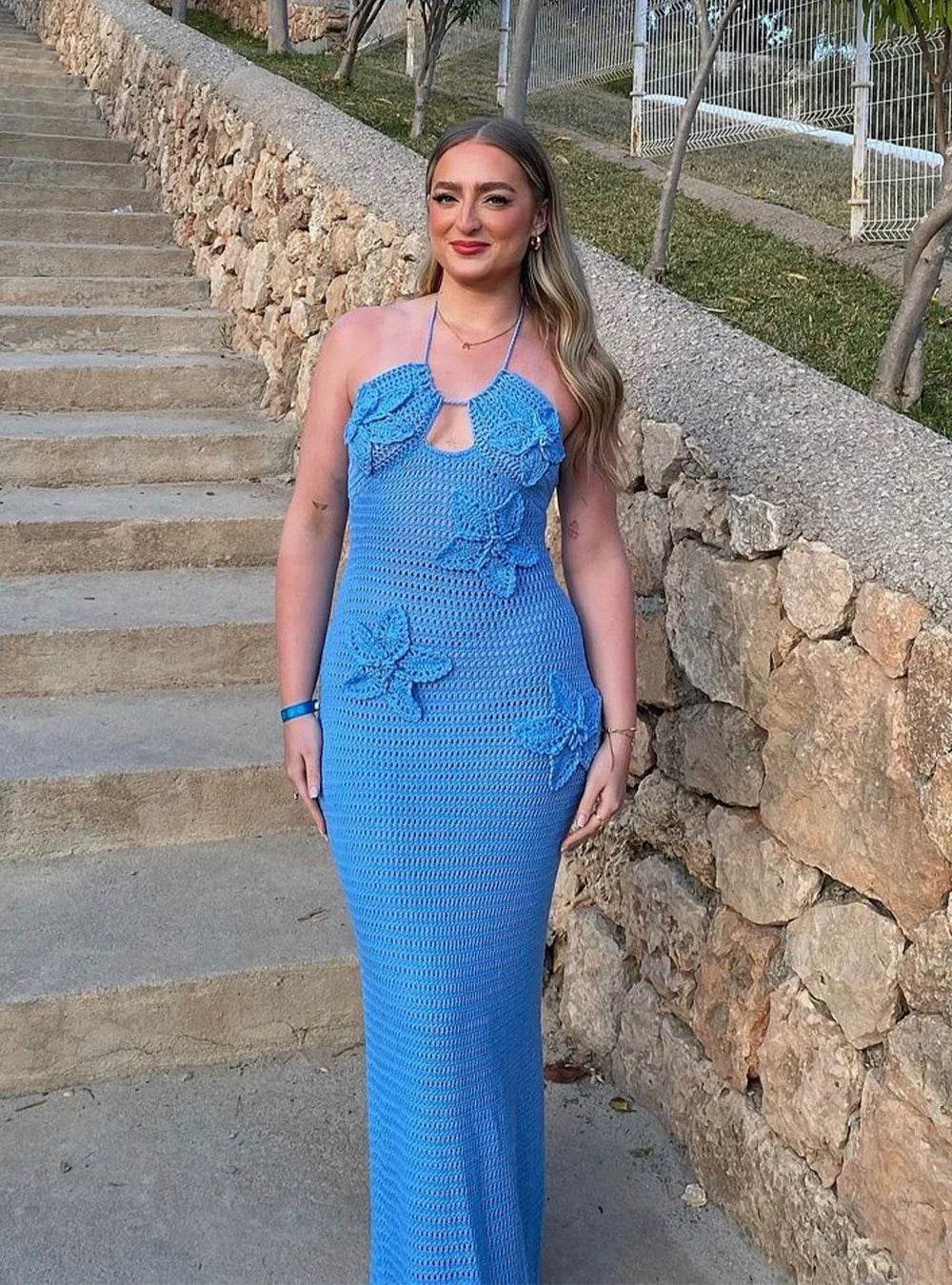 Women’s Beach Dresses Sexy Backless Knitted Long Dress Star Crochet Maxi Dresses 2024 Summer Women Beach Wear - P12 Hub Europe