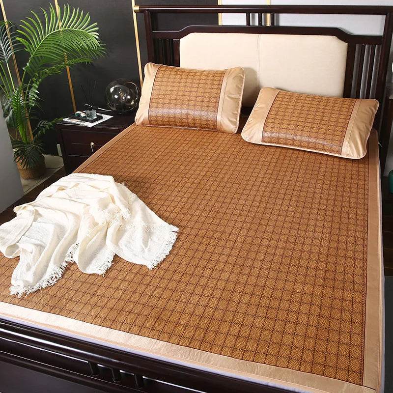 JFLEGAL Summer Natural Rattan Mat 2024 New Ice Silk Jacquard Soft Physical Cooling Wormwood Mat Bedding Dormitory Mattress Cover - P12 Hub Europe