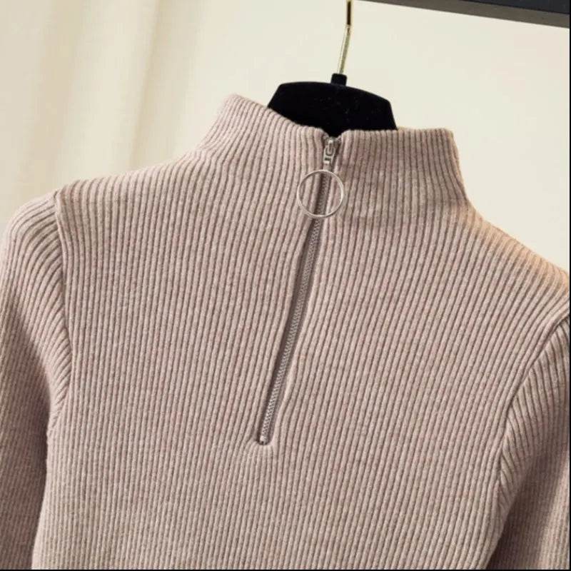 Women's Zipper Half-Neck Sweater - P12 Hub Europe