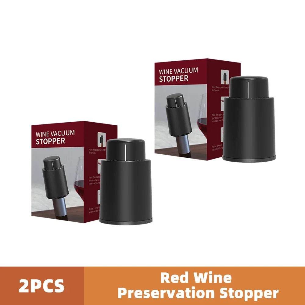1/2pc Vacuum Wine Bottle Cap Stopper Sealed Storage Vacuum Memory Wine Stopper Push Style Barware Wine Cork Black Bar Tools - P12 Hub Europe