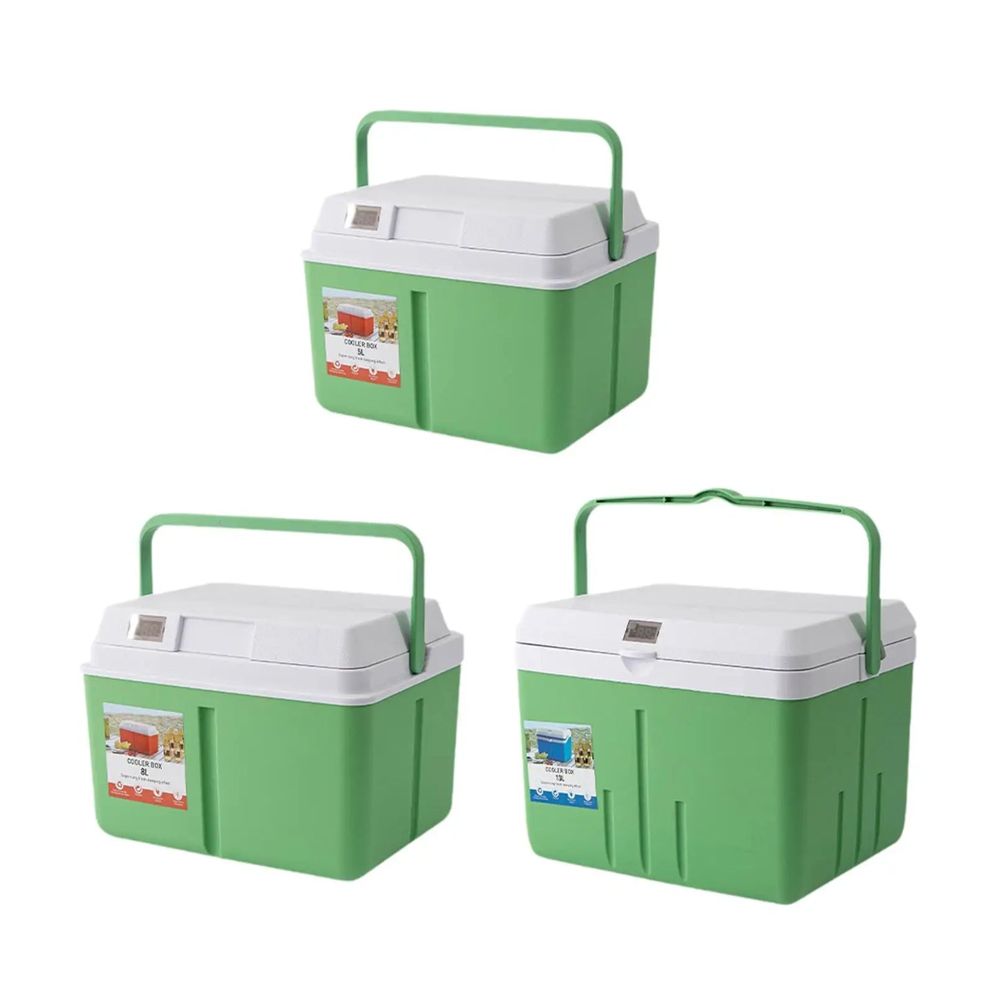 Camping Cooler Box Multifunctional for Beach, Sports with Lock Lid Lightweight Cold and Hot Insulated Case with Carry Handle