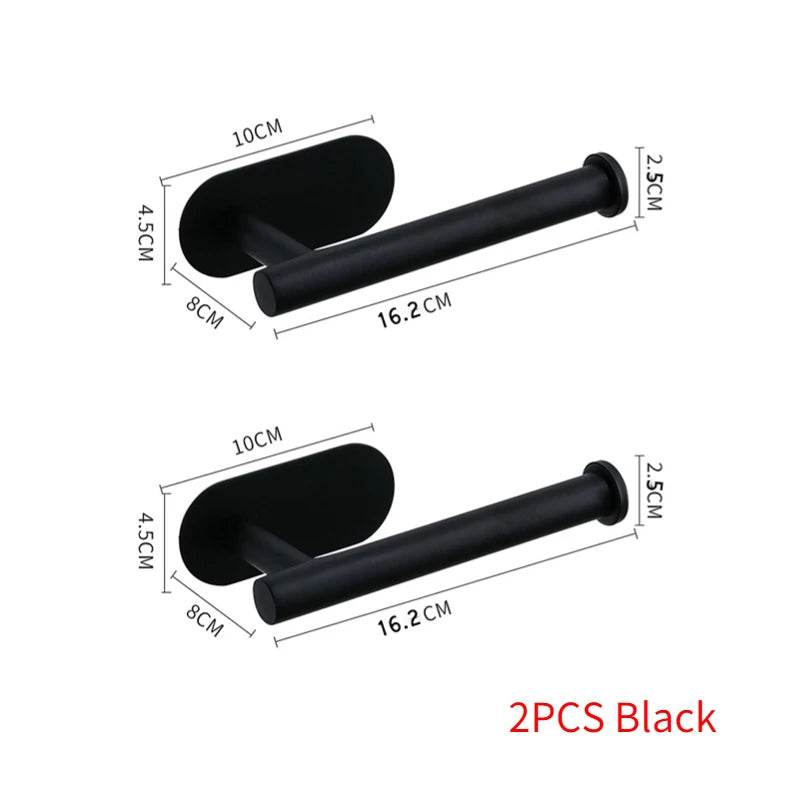 Self Adhesive Toilet Paper Towel Holder Punch-free Roll Paper Holder Kitchen Hook Storage Holder Stainless Steel Wall Mount - P12 Hub Europe
