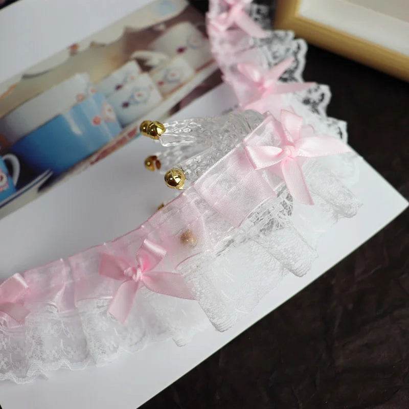 Pink Double-layer Embroidered Bow Applique Lace DIY Children's Hat Dress Frame Home Textile Storage Basket Cabinet Decoration - P12 Hub Europe
