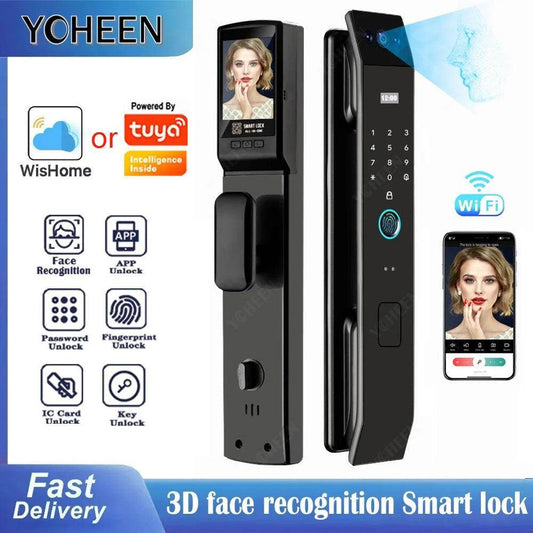3D Face Recognition Door Lock | Video, Tuya/Wishome App, IP66, NFC - P12 Hub Europe