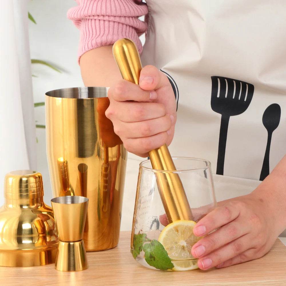 1-8PCS 750Ml Stainless Steel Bar Cocktail Shaker Set Bartender Tools Moijto Muddler Wine Bottle Stopper Cocktail Boston Barware - P12 Hub Europe