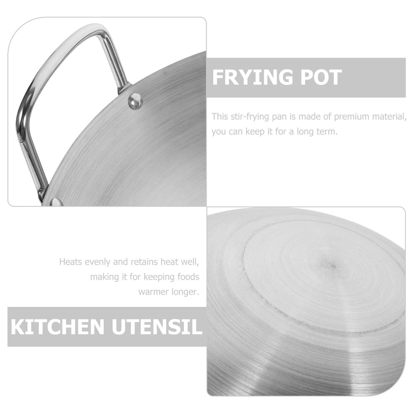 Round Bottom Kitchen Utensil Stainless Steel Wok Fry Pot Cooking Pan Kitchen Utensil Gas Stove Compatible Cookware Dining Bar - P12 Hub Europe