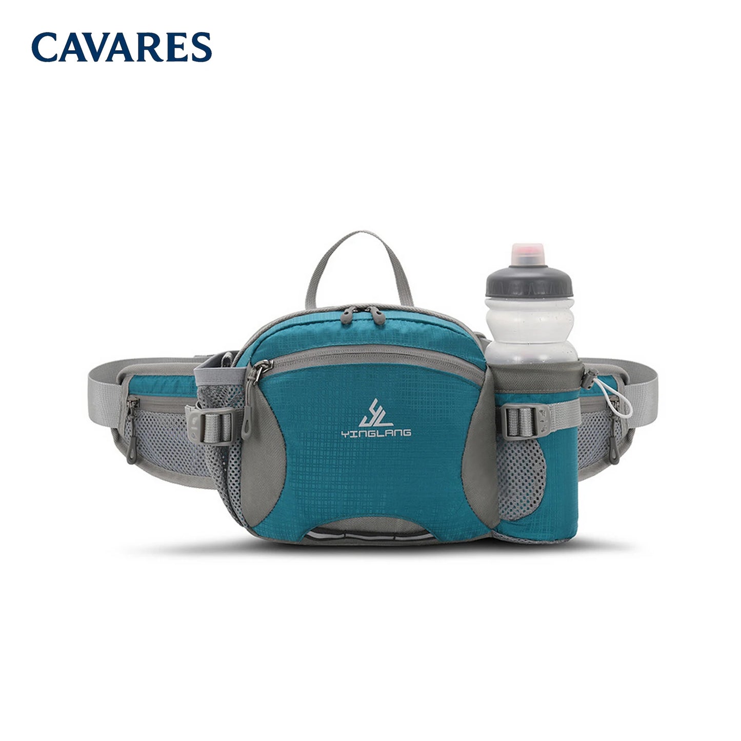 Nylon Waterproof Waist Bag with Bottle Holder Shoulder Crossbody Bag Outdoor Sports Hiking Running Cycling Bag for Man Women