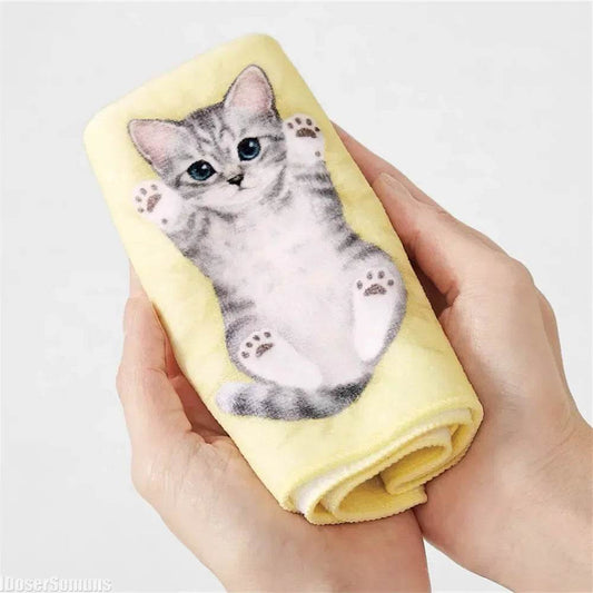 Small Milk Cat Handkerchief Small Hand Towel Cat Pattern Portable Sweat Catty Pocket Handkerchief Square Towel Japanese - P12 Hub Europe