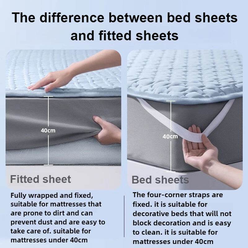 Ice Cooling Bed Sheet Set with Latex Quilted Pillowcases Breathable Summer Bedding Heat Resistant for Single Double Queen Size - P12 Hub Europe