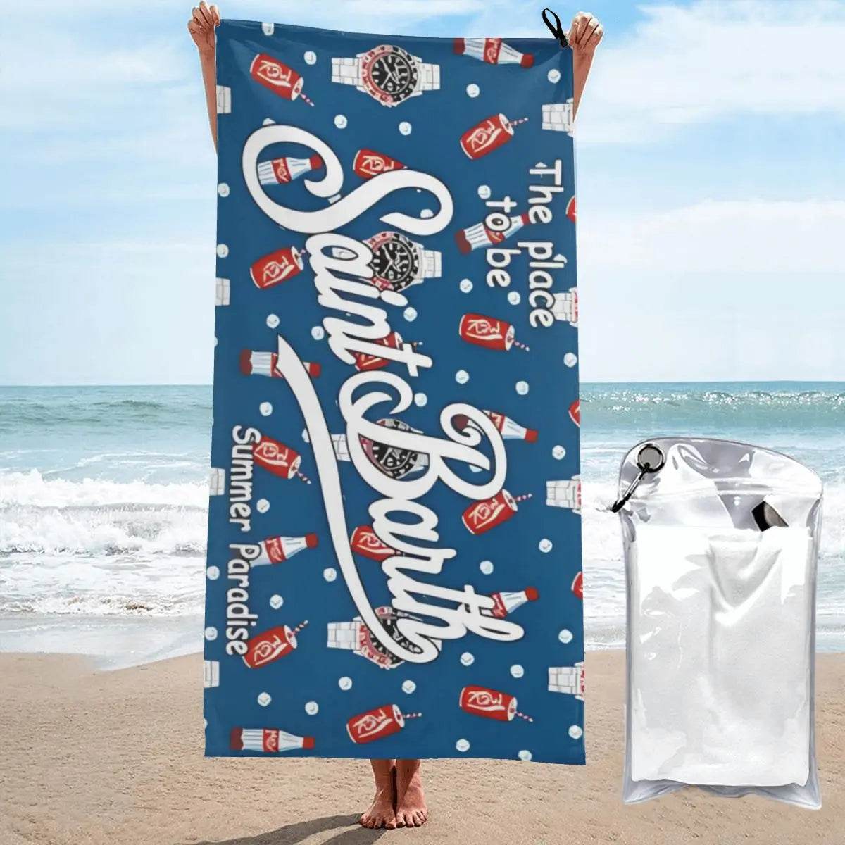 Microfiber Bath Towel S-Saint B-Barth Print Quick Dry Sandless Beach Blanket Soft Comfortable for Men Women Camping Pool Towel - P12 Hub Europe
