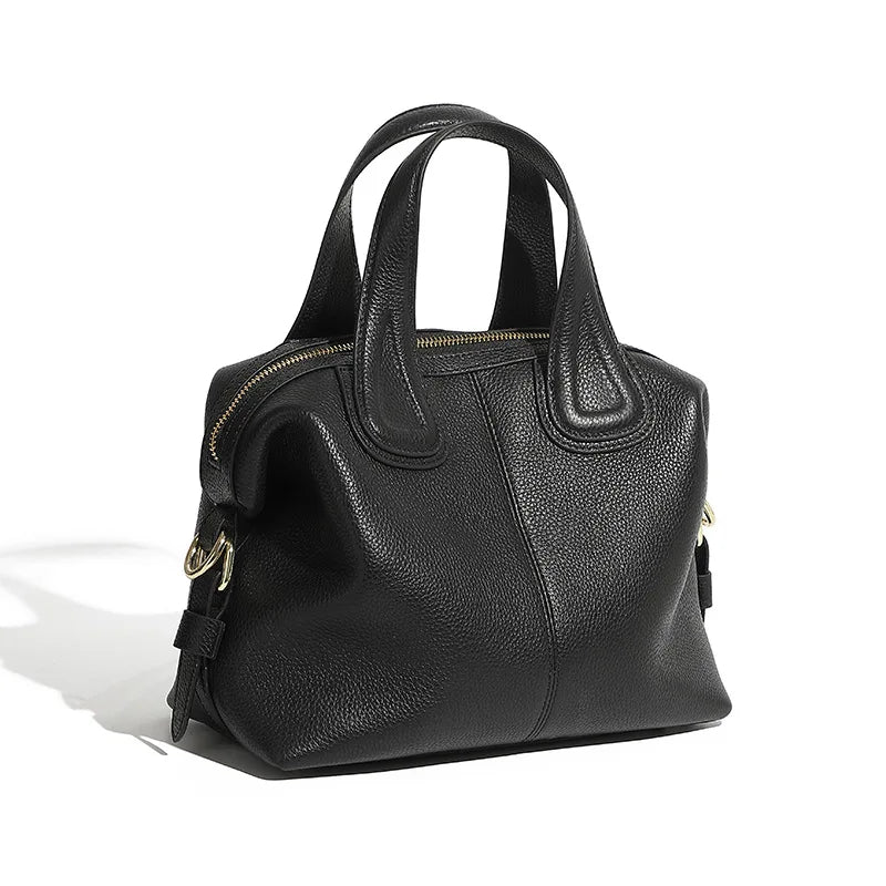 Zency 2 Straps Genuine Leather Top-handle Bag For Women Vintage Boston Bag Shoulder Handbag Crossbody Large Capacity Bolsas 2025