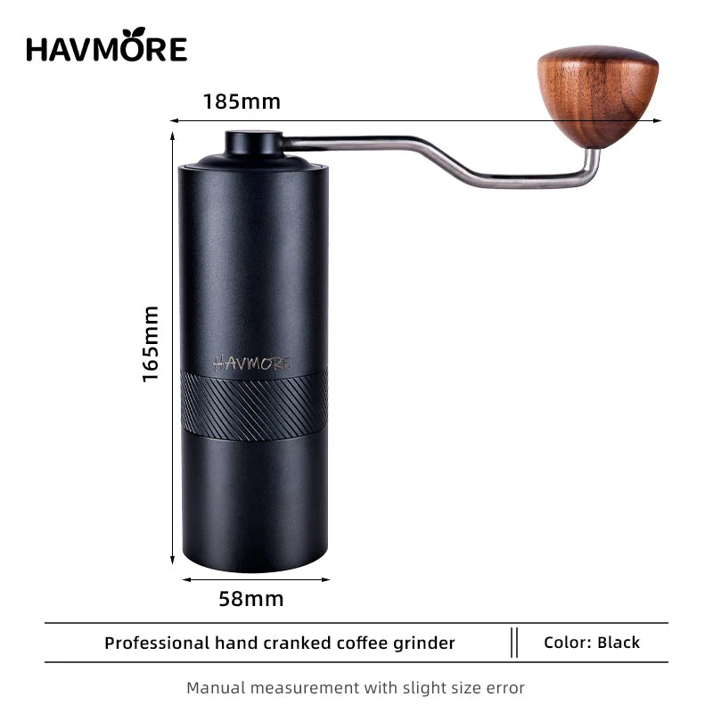 HAVMORE Upgrade Manual Coffee Grinder CNC Professional Stainless Steel Diamond Adjustable Manual Burr Coffee Bean Grinding