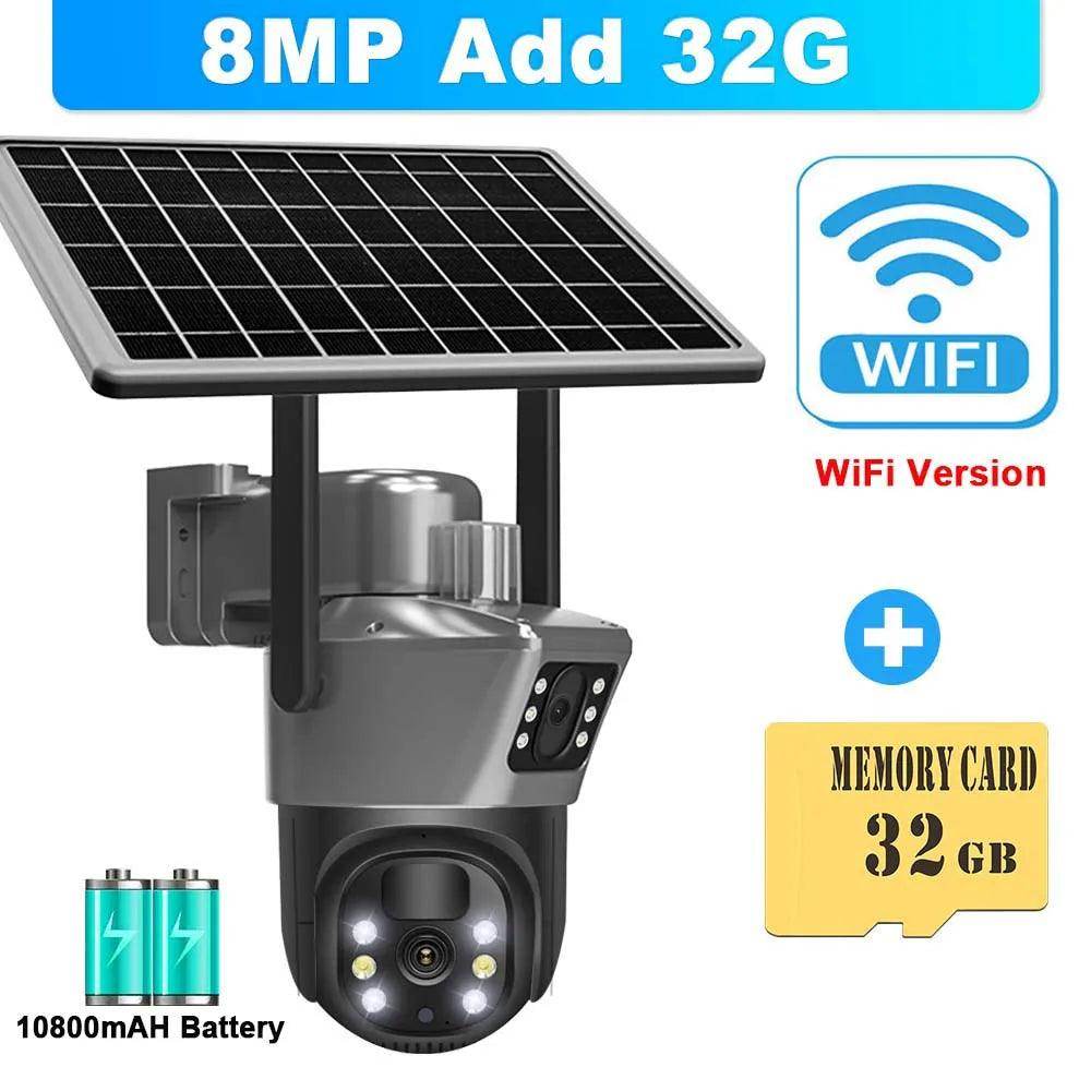 Outdoor PTZ Camera 4K Solar 8MP, Dual Lens, AI Track - P12 Hub Europe