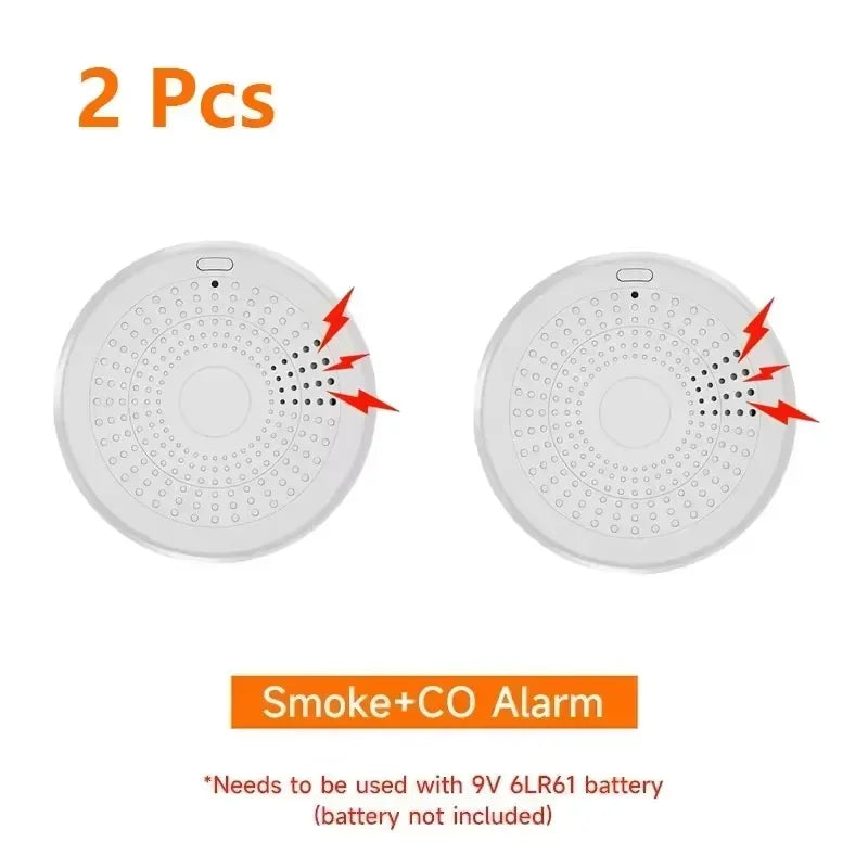 Tuya WiFi 2 In 1 Version Carbon Monoxide Gas Detector Smoke Fire Sound Alarm Sensor Smart CO & Smoke Detector Smart Life APP