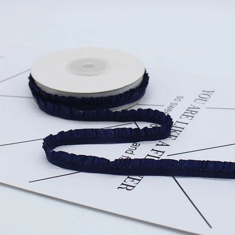 5yards 1cm Pleated Stretch Lace Trim Ribbon Ruffled Elastic Band Headdress Gift Box Bow Decorative DIY Craft Supplies - P12 Hub Europe
