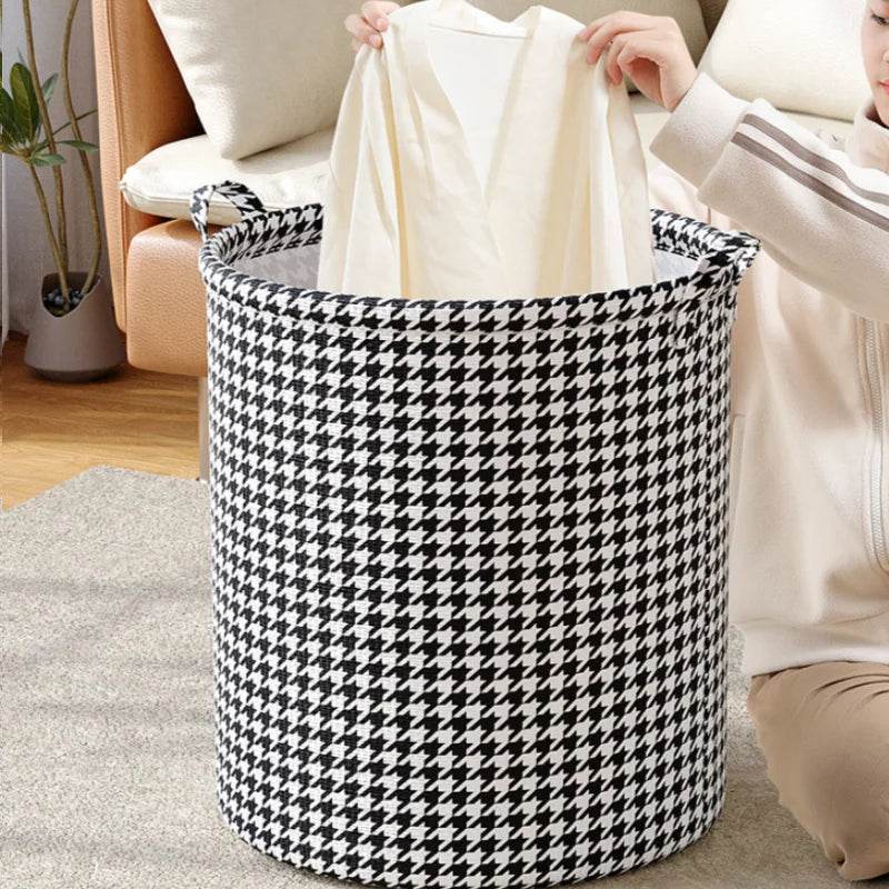 Foldable Houndstooth Laundry Hamper - P12 Hub Europe