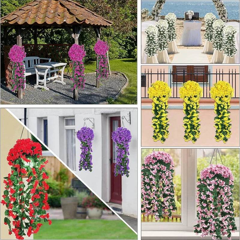Artificial Flower Silk Violet Wall Hanging Wedding Scene Decor Home Potting Outdoor Garden Party Festival parts diy gift Hotsale - P12 Hub Europe