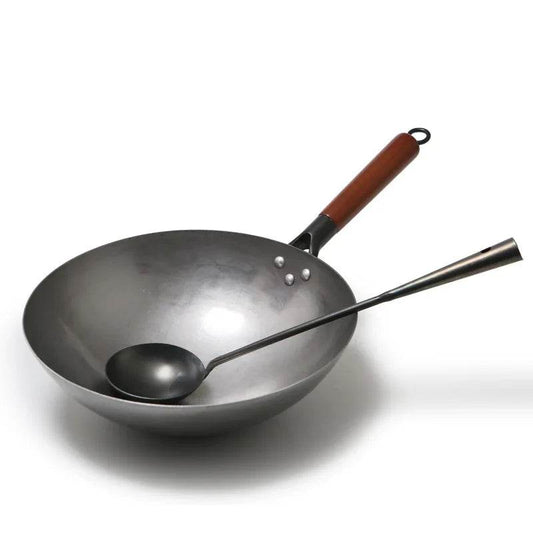 2022New Chinese Traditional Iron Wok Handmade Large Wok&Wooden Handle Non-stick Wok Gas Cooker Pan Kitchen Cookware Iron Pot - P12 Hub Europe