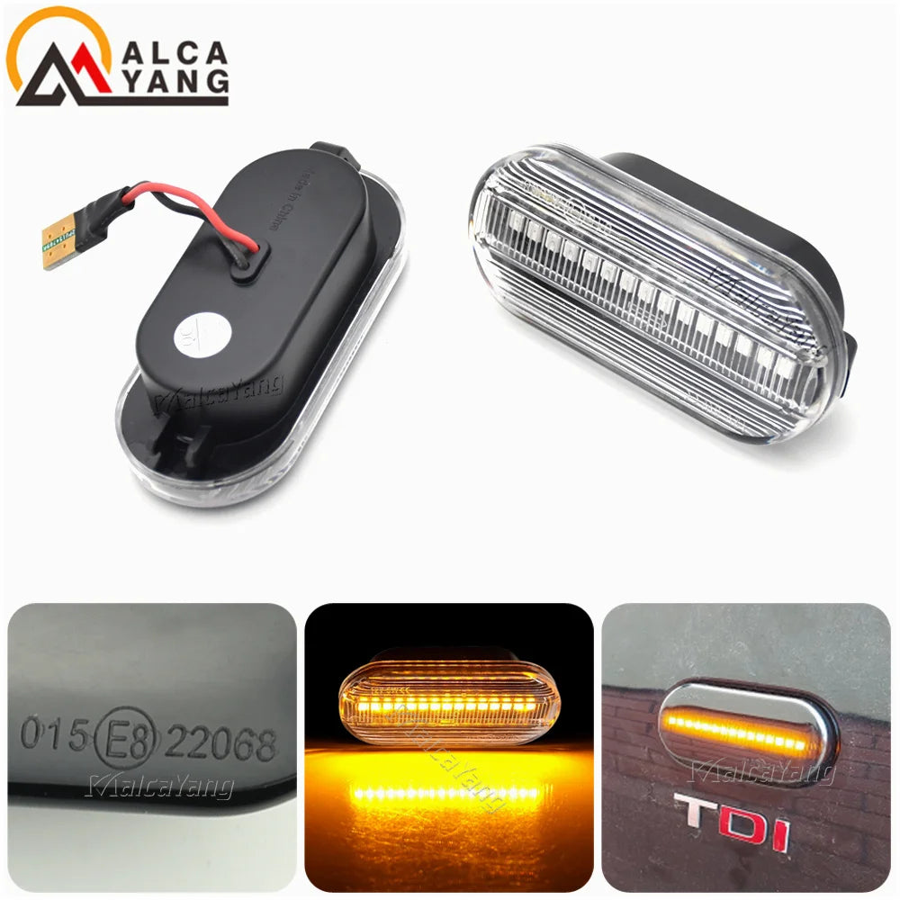 2x Side Marker Light For Seat Ibiza 6L Cordoba Toledo Leon 1M Skoda Octavia Dynamic LED Turn Signal Flashing Indicator Blinker