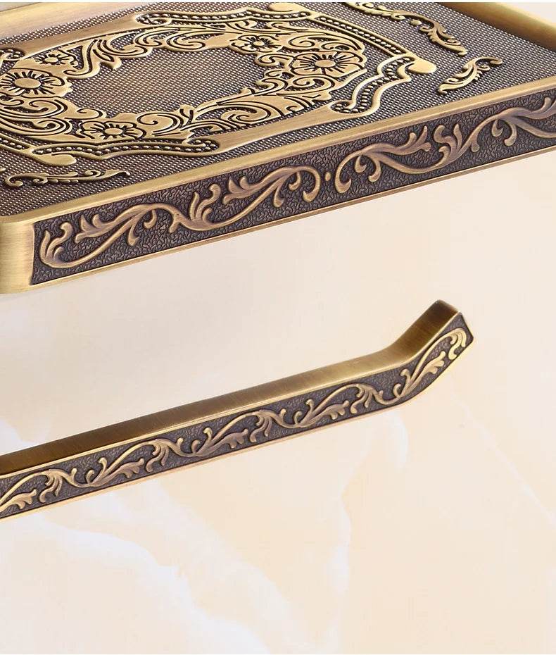 Toilet Paper Holder Wall Mounted Vintage Classic Bathroom Antique Brass Roll Tissue Box Bathroom Accessories - P12 Hub Europe