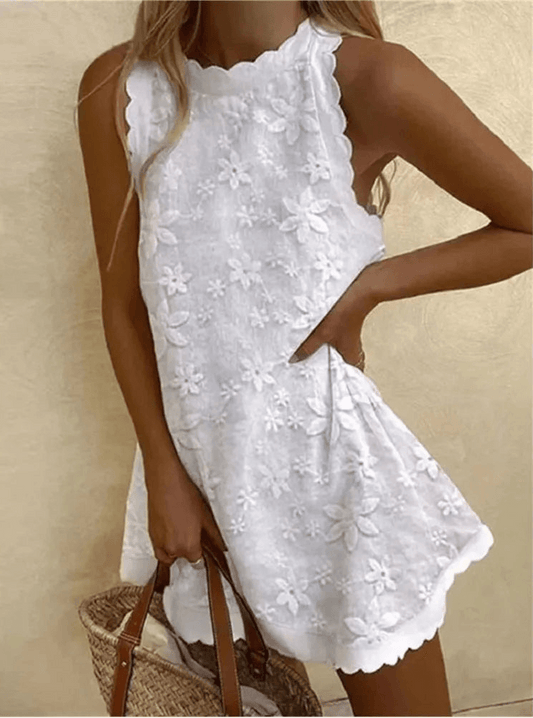 White Lace Summer Mini Dress - P12 Hub Europe